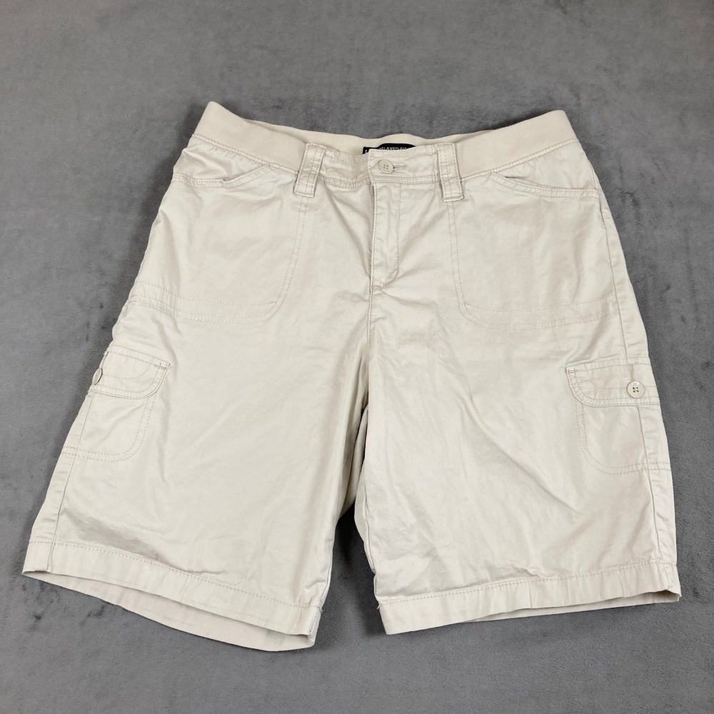 Lee Relaxed Fit Womens Cargo Shorts Khaki Beige Size 12 Medium Stretch Cotton